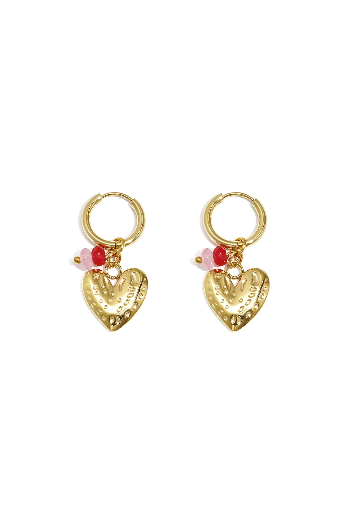 "Bead" heart earrings pink