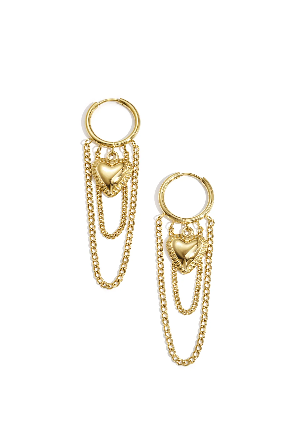 "Chain" heart earrings