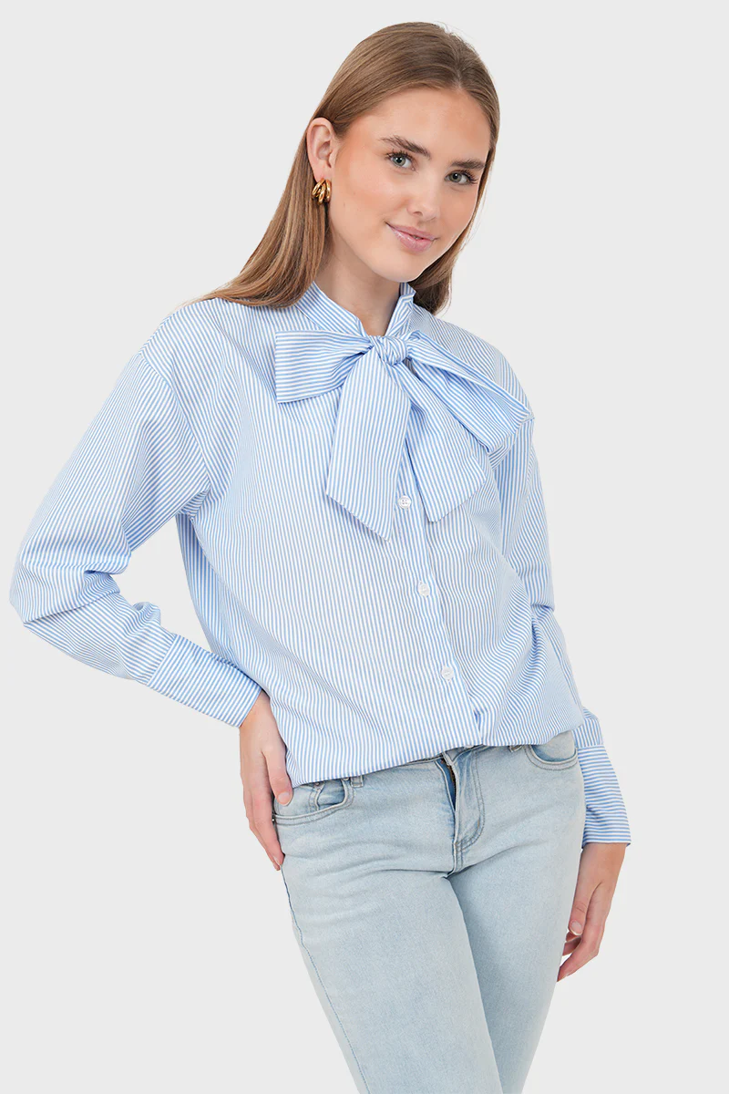 "Claire" blouse striped blue - Image 3