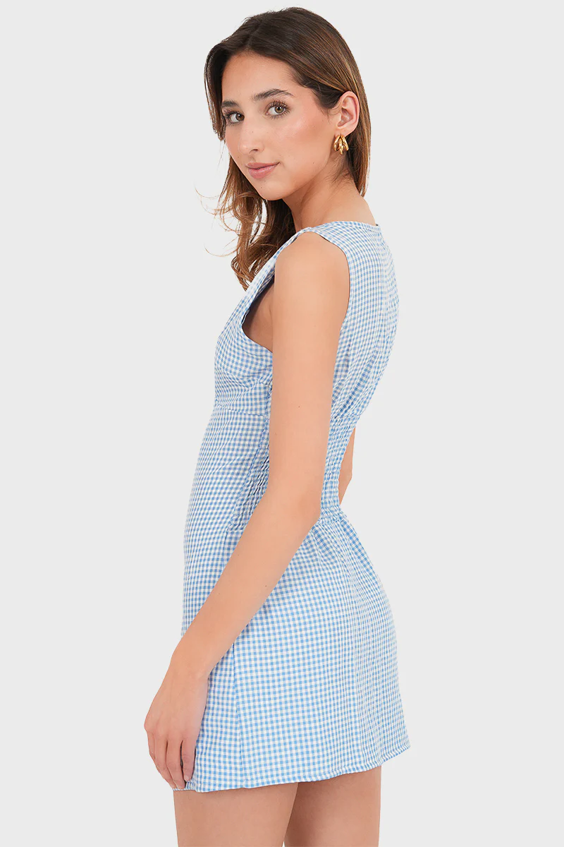 “Gingham” dress blue - Image 3