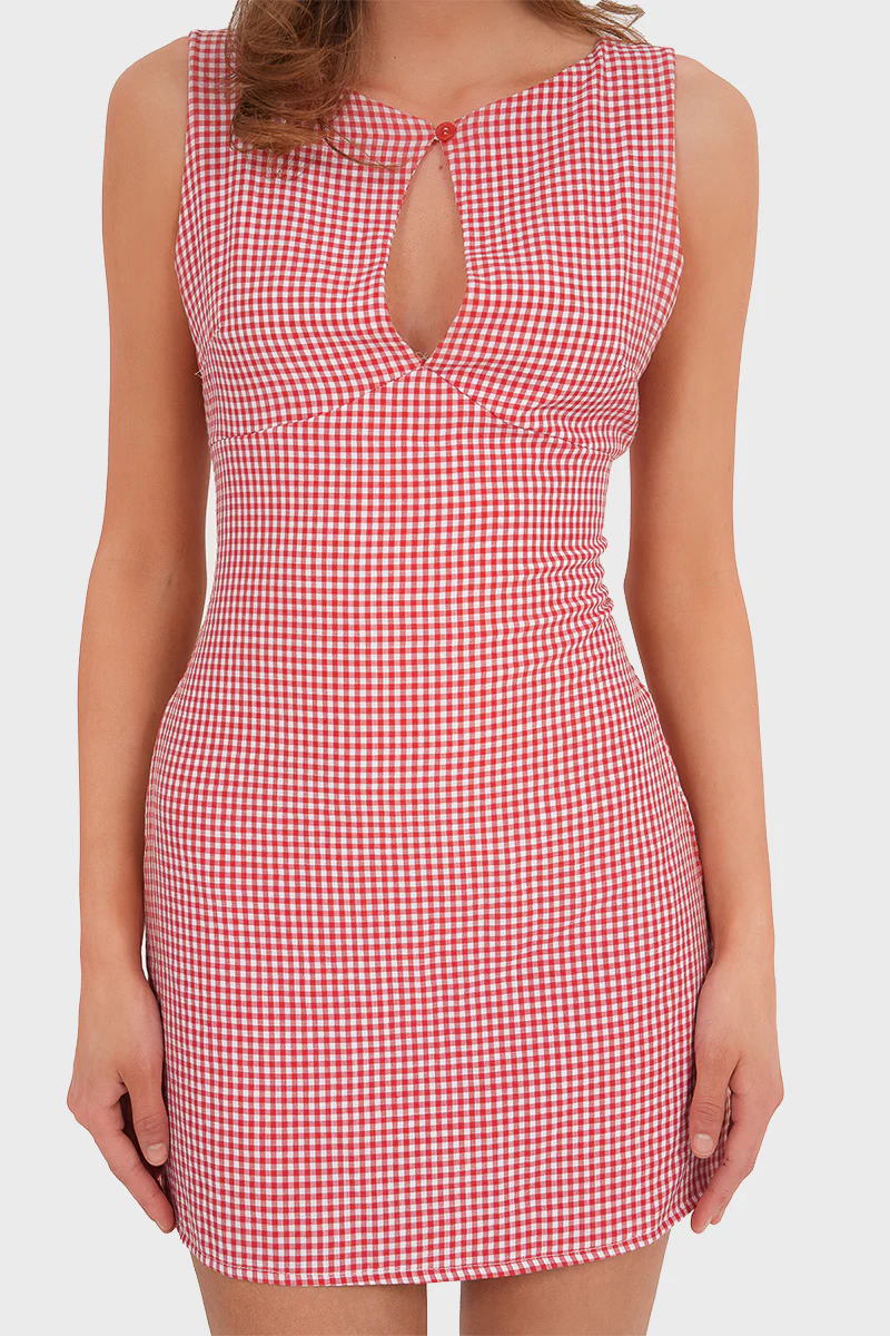 “Gingham” dress red - Image 4