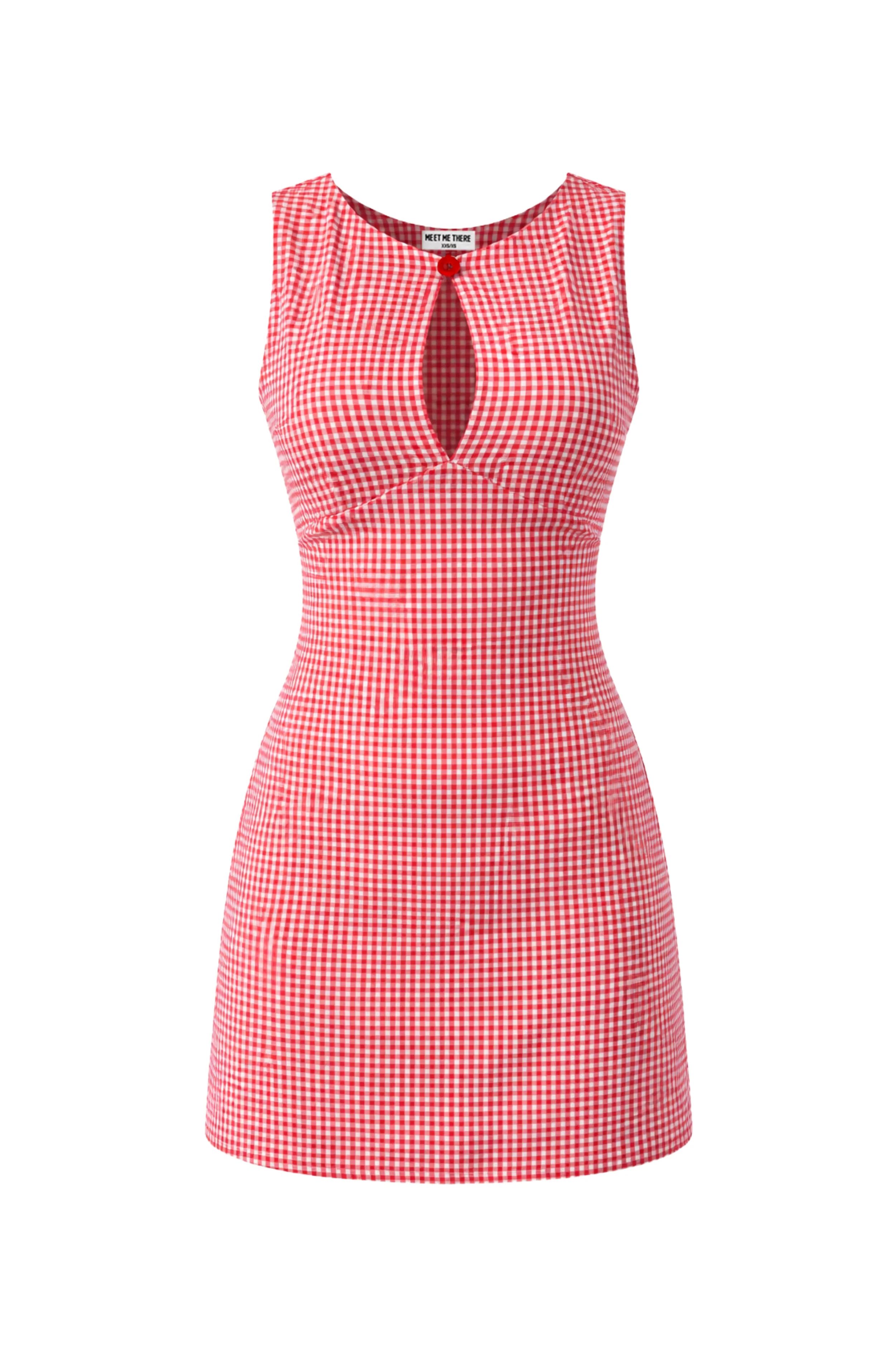 “Gingham” dress red - Image 6