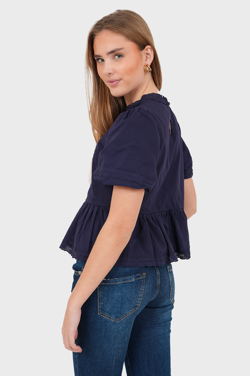 "Grace" blouse navy - Image 3
