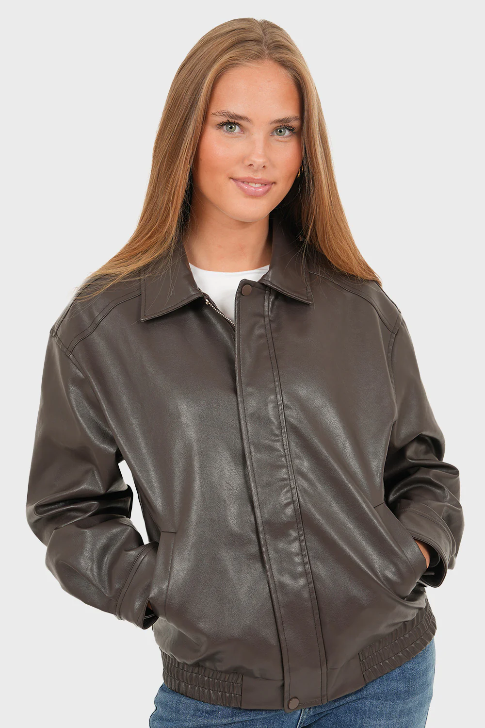 "Hazel" leather jacket brown - Image 4