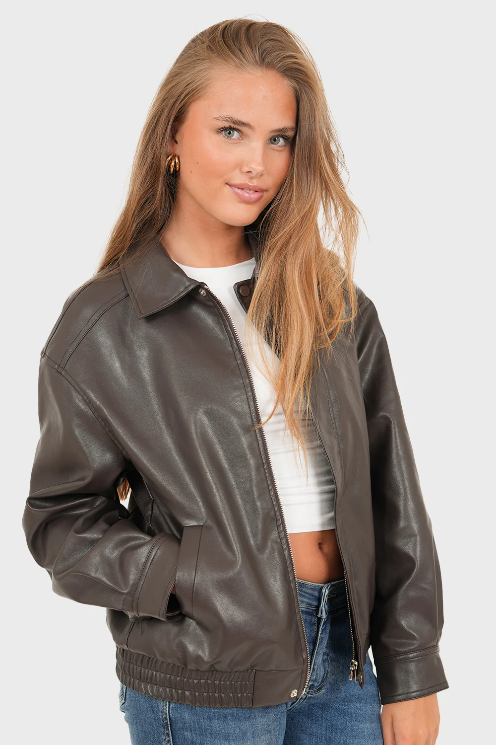 "Hazel" leather jacket brown - Image 5