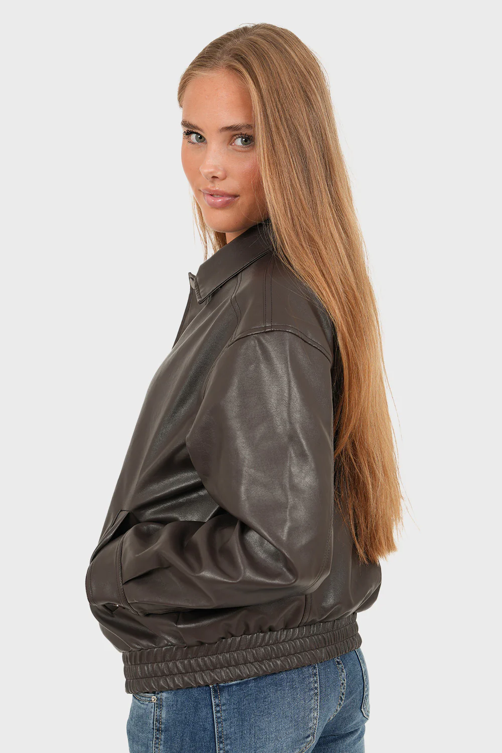 "Hazel" leather jacket brown - Image 6