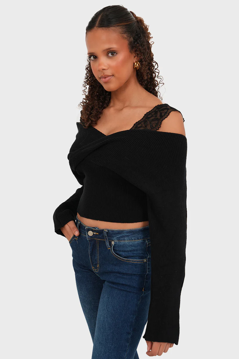 "Lace" sweater black - Image 2