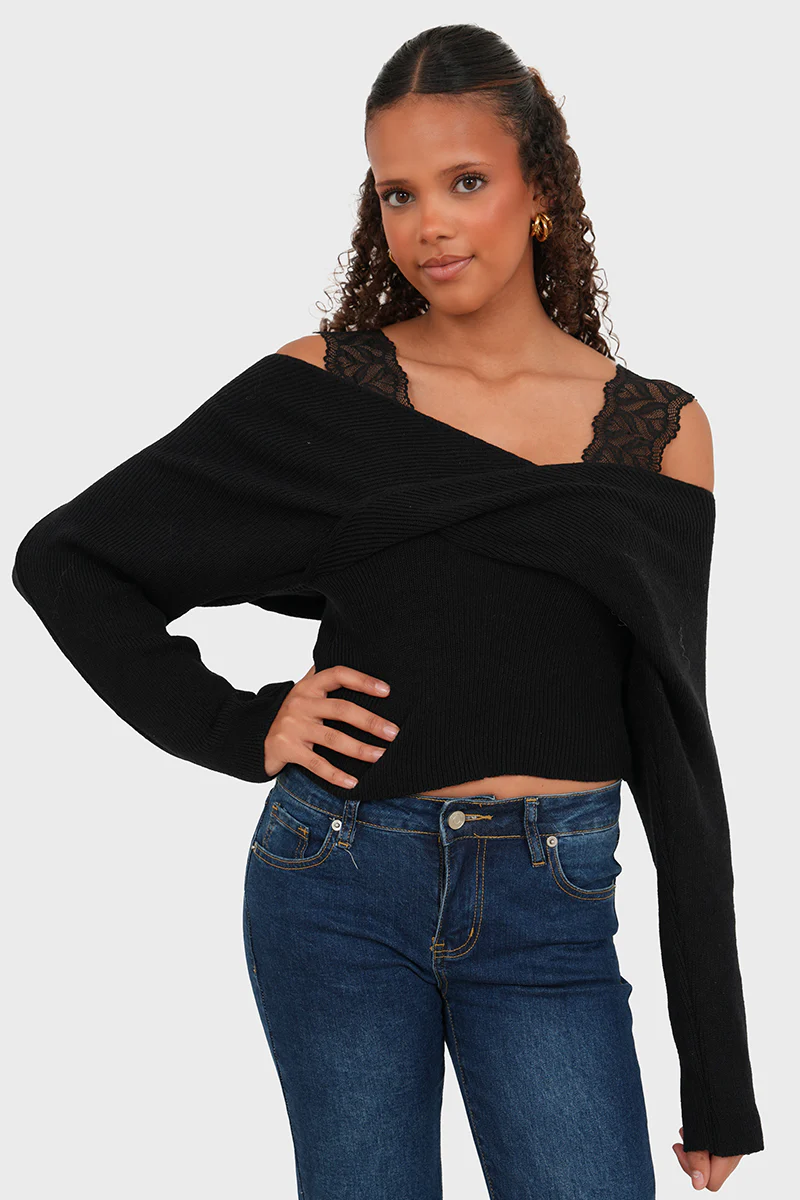 "Lace" sweater black - Image 3