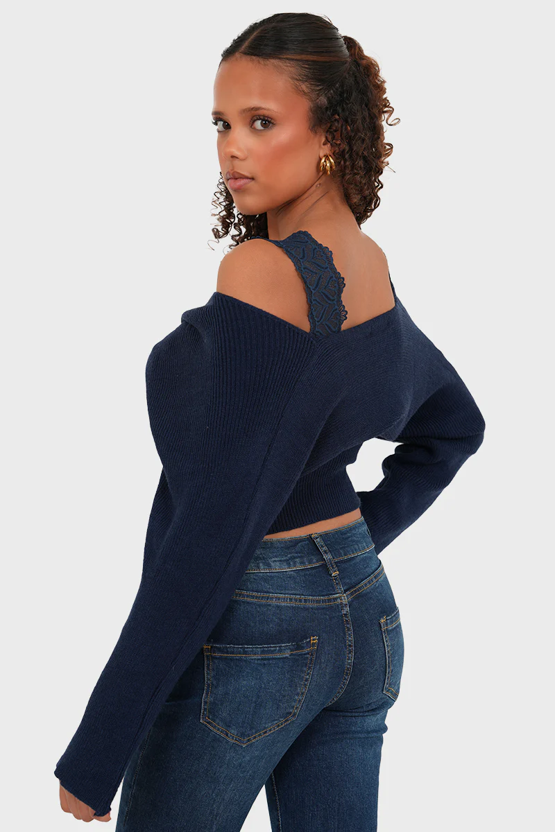 "Lace" sweater navy - Image 3