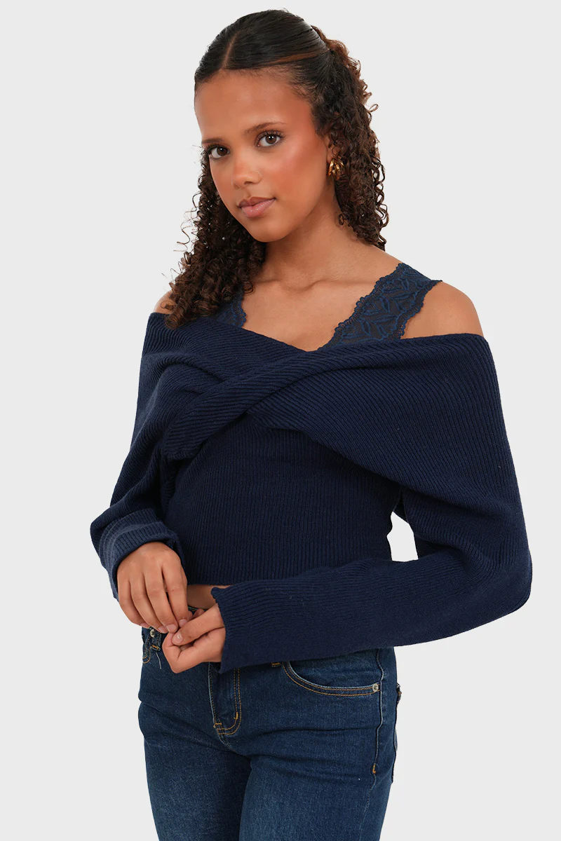 "Lace" sweater navy - Image 4