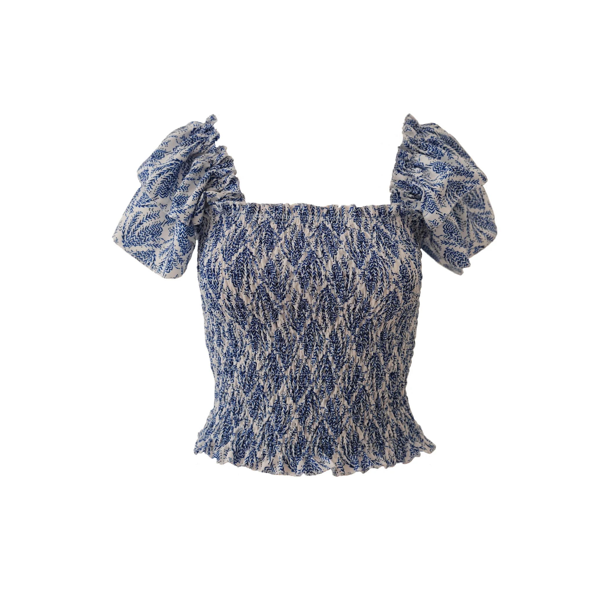"Mykonos" ruffle top blue - Image 3