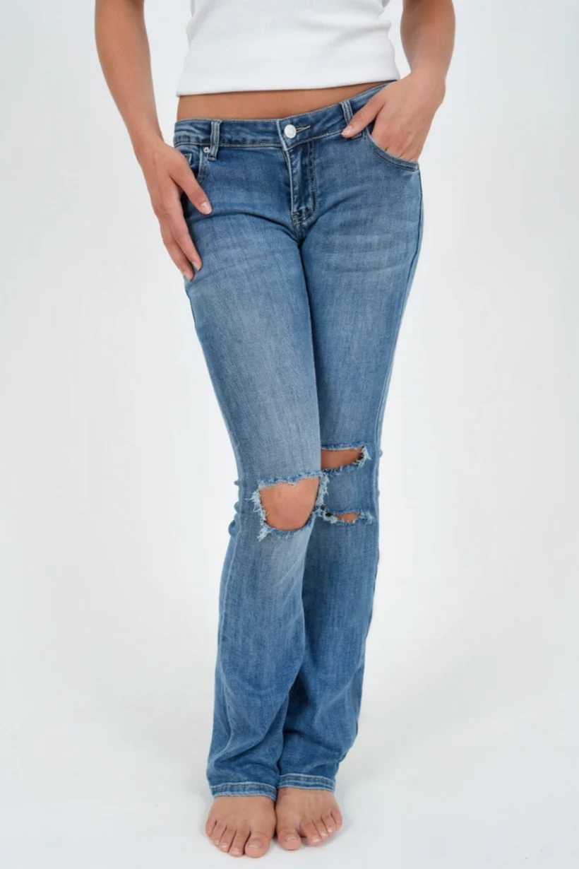 "Ripped" flared jeans dark blue - Image 5