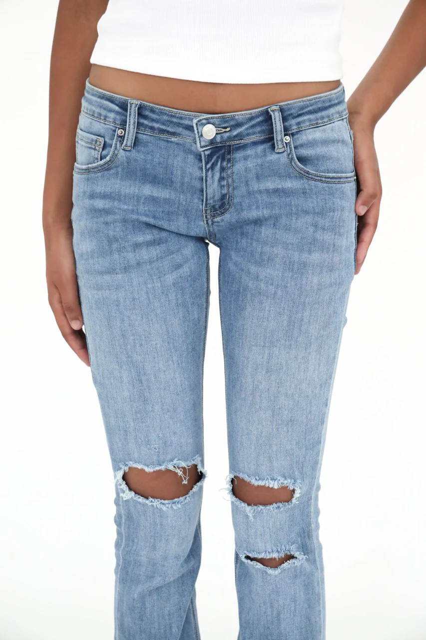"Ripped" flared jeans dark blue tall - Image 4