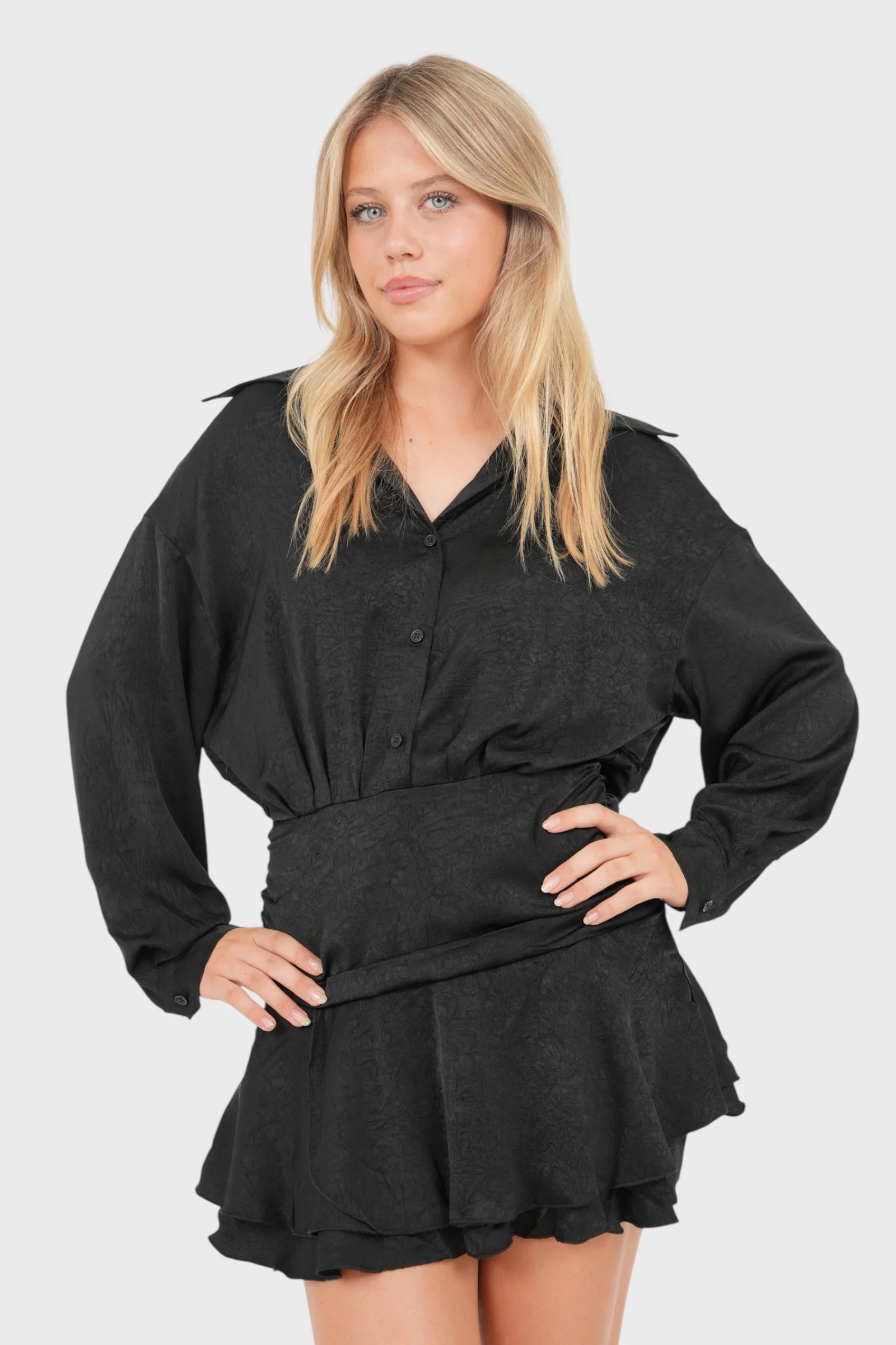 "Satin" dress black - Image 3