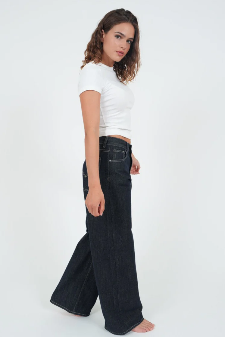 "Wide leg" jeans dark blue - Image 3